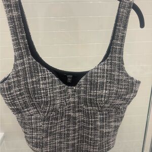 Express Monochrome Tweed Top